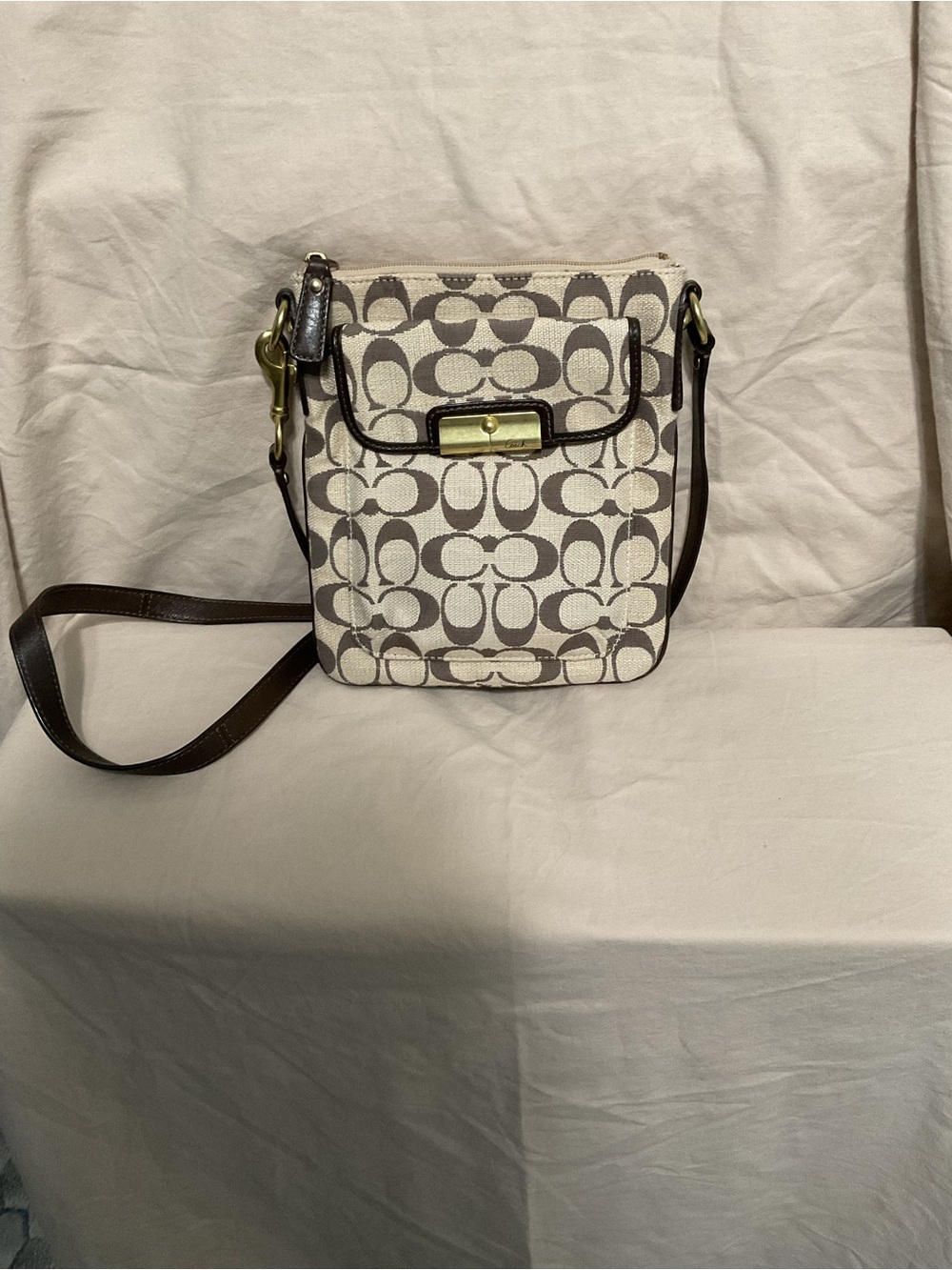 Coach Khaki and Chalk Signature Crossbody Bag